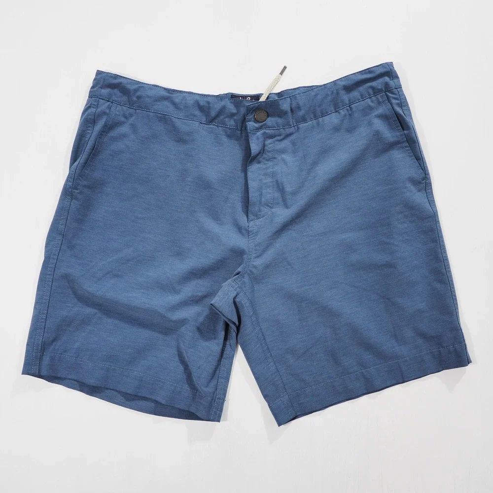 Faherty All Day Shorts Mens 36 Blue Stretch Drawstring Performance Wicking UPF